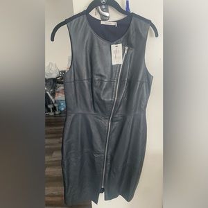 Bailey Navy leather and spandex dress. 100 percent leather front
